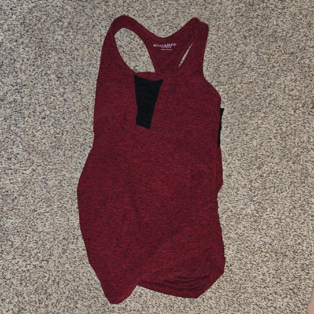 Beyond The Bump Maternity Maroon and Black Tank Top